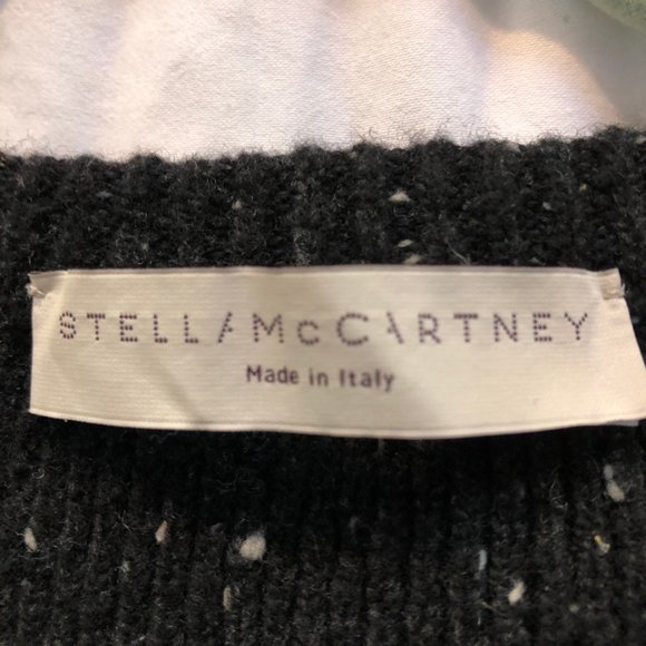 Stella McCartney black speckled cardigan sweater peplum flare cuff L ITA… - Picture 2 of 7